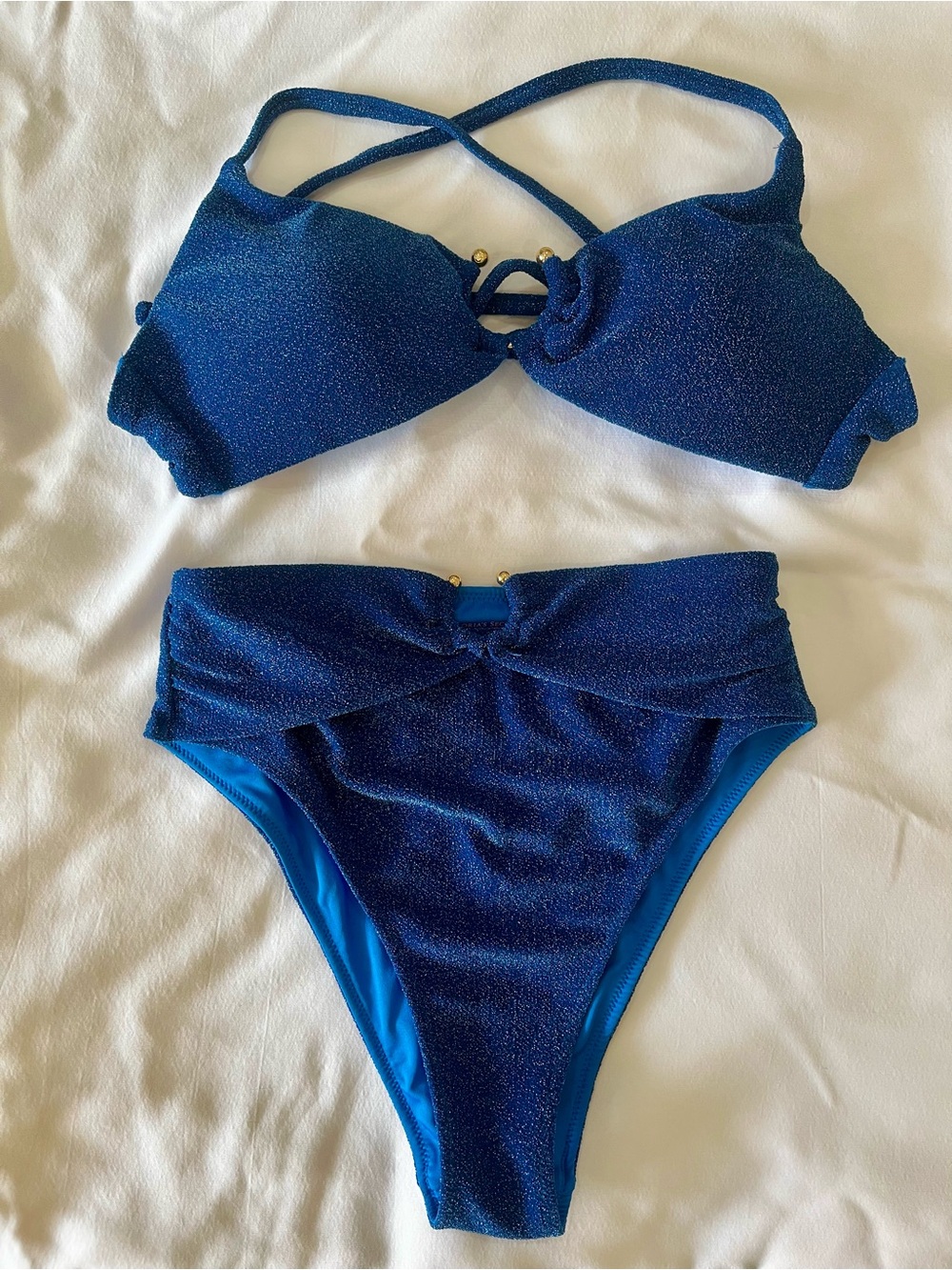 Victoria’s Secret Swim Shimmer Bralette Bikini Top & High Waist Cheeky Bottoms